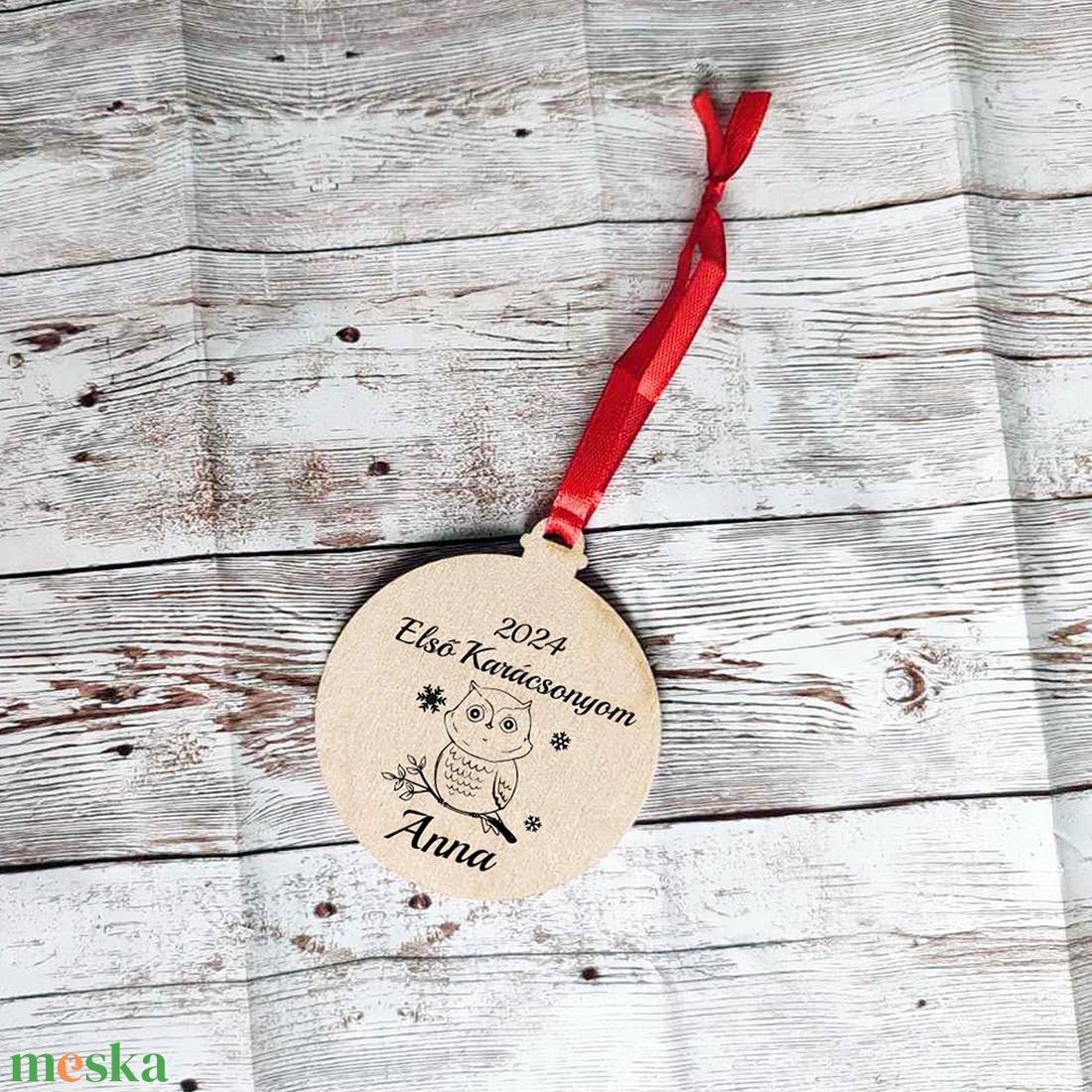 Első karácsonyom baglyos karácsonyfadísz   - karácsony - karácsonyi lakásdekoráció - karácsonyfadíszek - Meska.hu