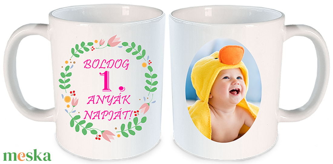 Boldog 1. Anyák Napját feliratú bögre saját fotóval - otthon & életmód - konyhafelszerelés, tálalás - tálalás - bögre & csésze - Meska.hu