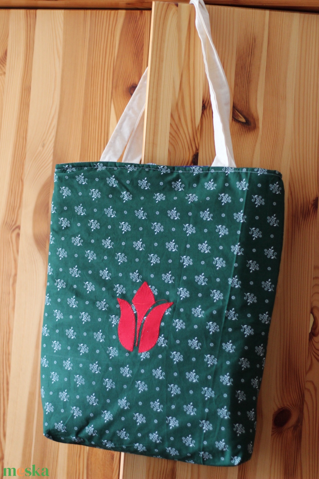 Kifordítható, díszített válltáska - táska & tok - bevásárlás & shopper táska - shopper, textiltáska, szatyor - Meska.hu