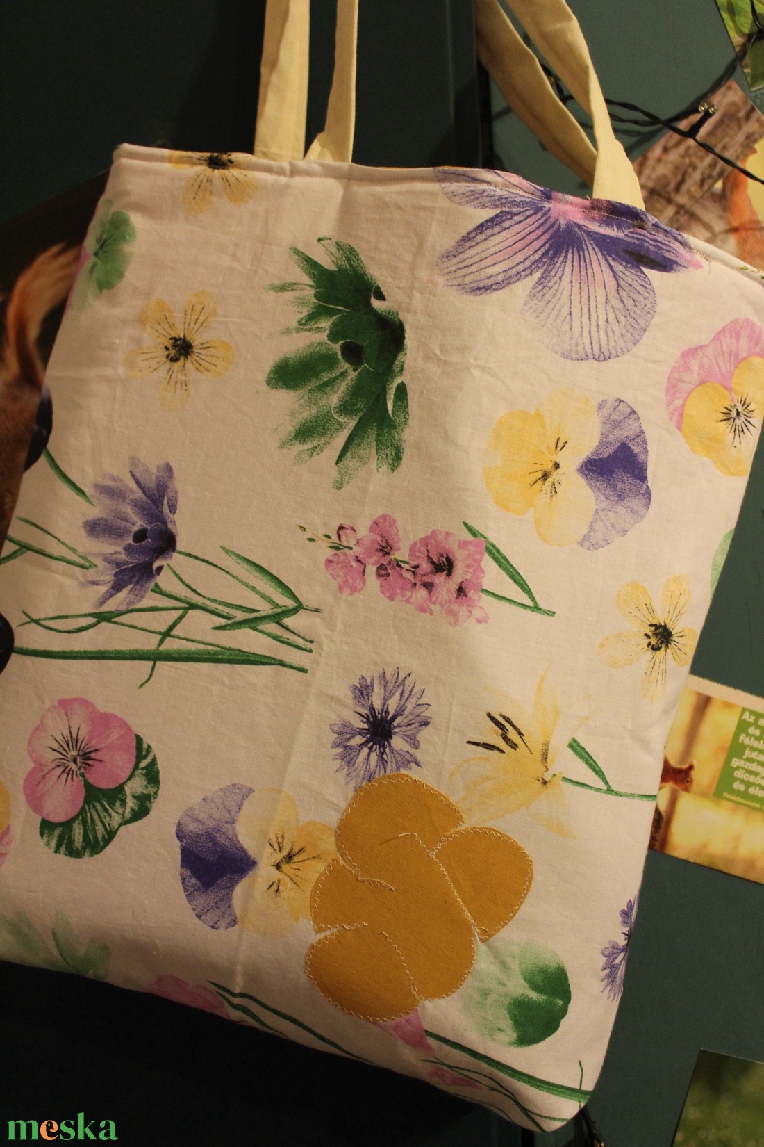 Kifordítható, díszített válltáska - táska & tok - bevásárlás & shopper táska - shopper, textiltáska, szatyor - Meska.hu