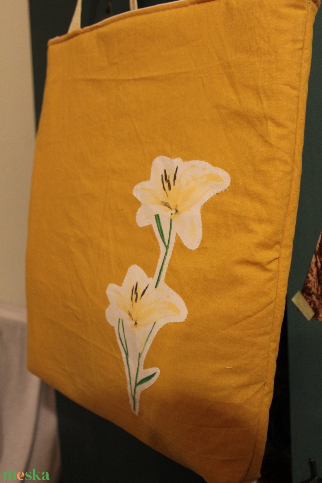 Kifordítható, díszített válltáska - táska & tok - bevásárlás & shopper táska - shopper, textiltáska, szatyor - Meska.hu