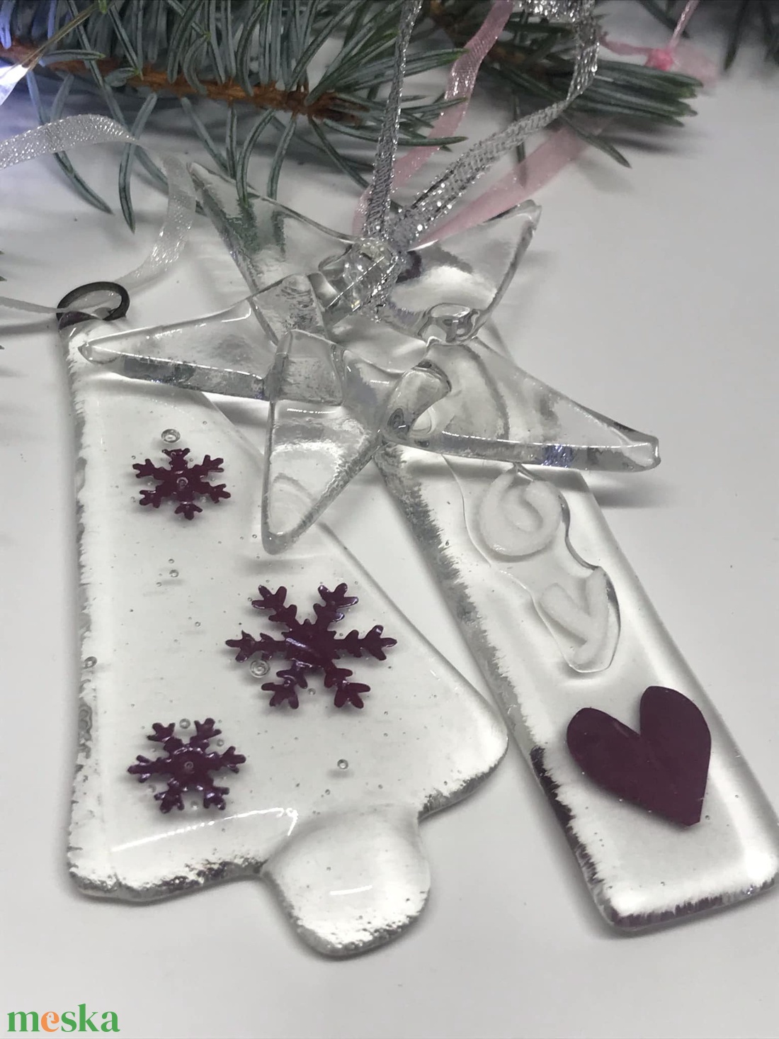 Üvegdíszek karácsonyra - áttetsző  - karácsony - karácsonyi lakásdekoráció - karácsonyfadíszek - Meska.hu