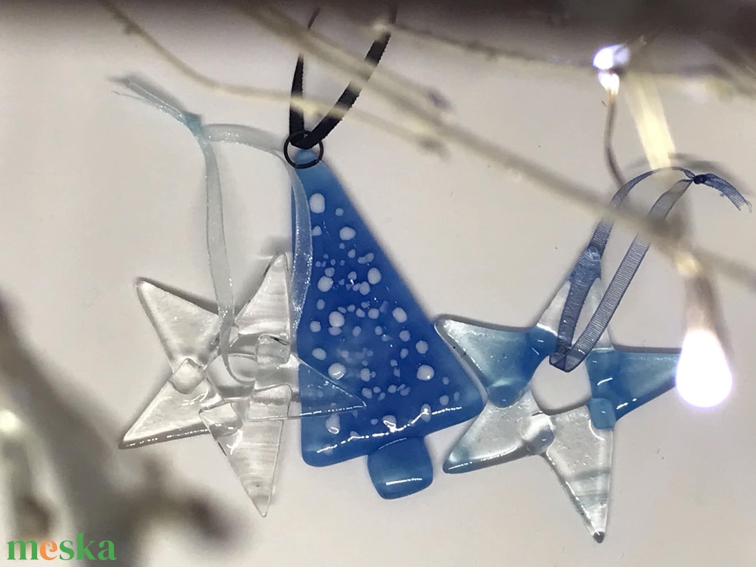 Üvegdíszek karácsonyra- áttetsző kék 2. - karácsony - karácsonyi ajándékozás - karácsonyi ajándékcsomagolás - Meska.hu