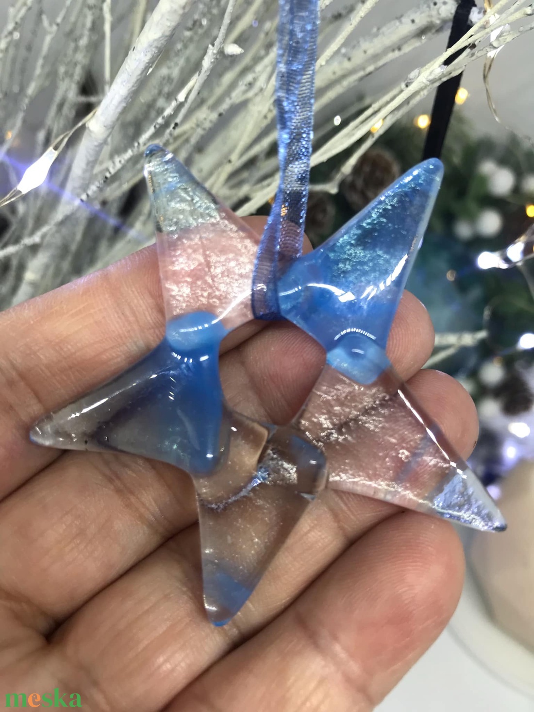 Üvegdíszek karácsonyra- áttetsző kék 2. - karácsony - karácsonyi ajándékozás - karácsonyi ajándékcsomagolás - Meska.hu