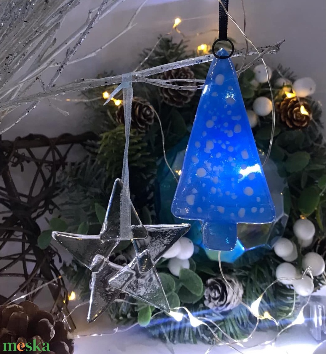 Üvegdíszek karácsonyra- áttetsző kék 2. - karácsony - karácsonyi ajándékozás - karácsonyi ajándékcsomagolás - Meska.hu