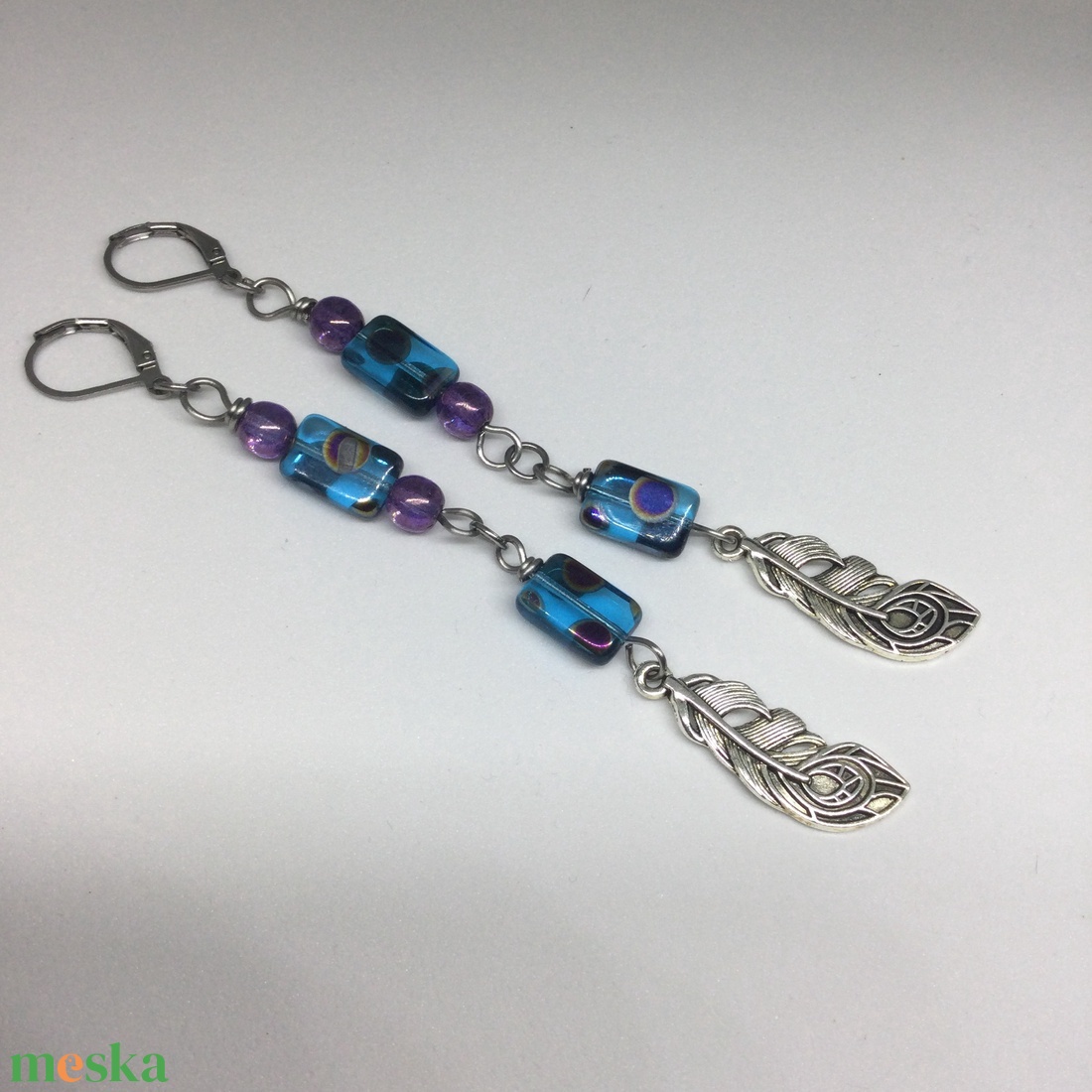 Lógós fülbevaló-1. pávatoll függővel  - ékszer - fülbevaló - lógó fülbevaló - Meska.hu Lógós fülbevaló-1. pávatoll függővel  - ékszer - fülbevaló - lógó fülbevaló - Meska.hu