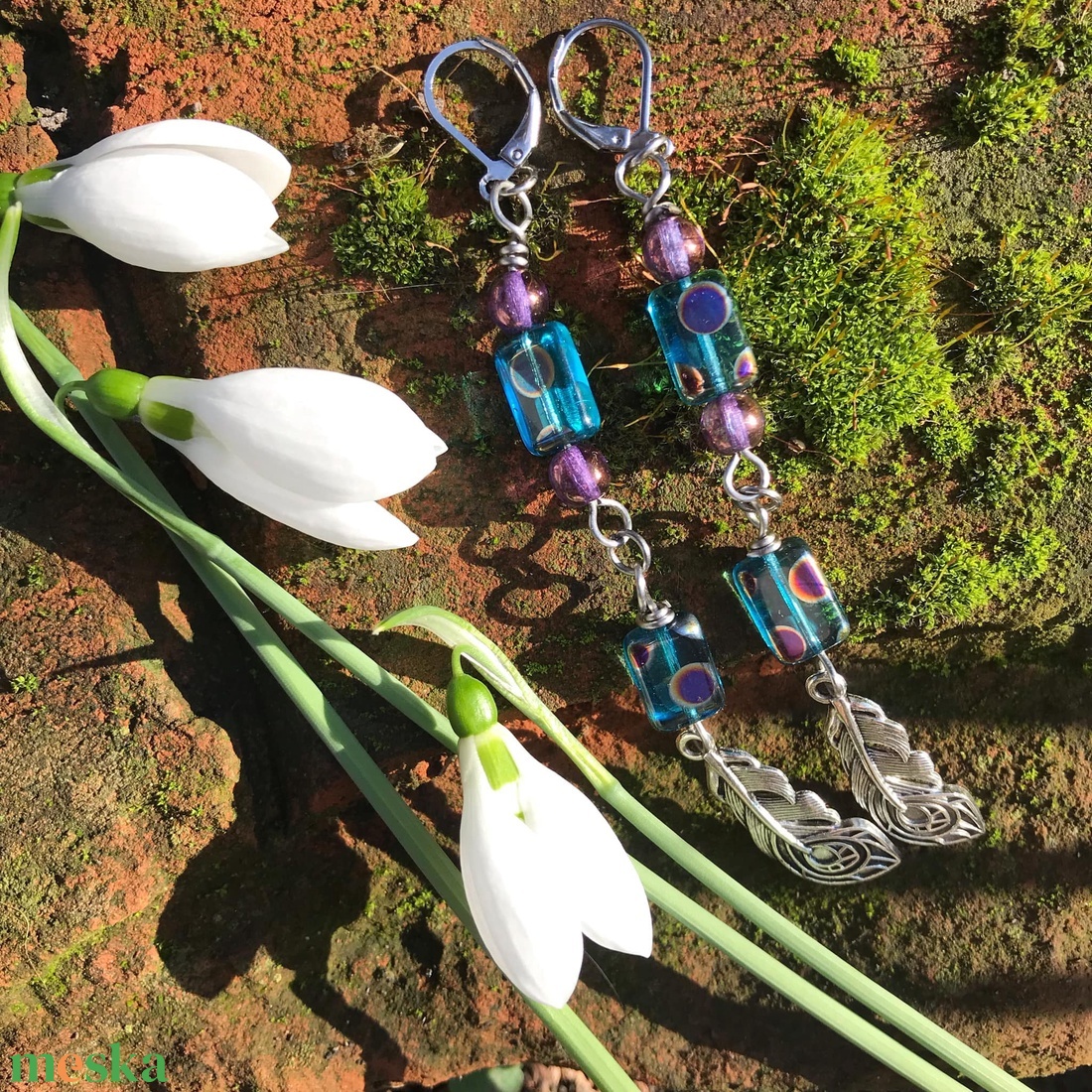 Lógós fülbevaló-1. pávatoll függővel  - ékszer - fülbevaló - lógó fülbevaló - Meska.hu Lógós fülbevaló-1. pávatoll függővel  - ékszer - fülbevaló - lógó fülbevaló - Meska.hu