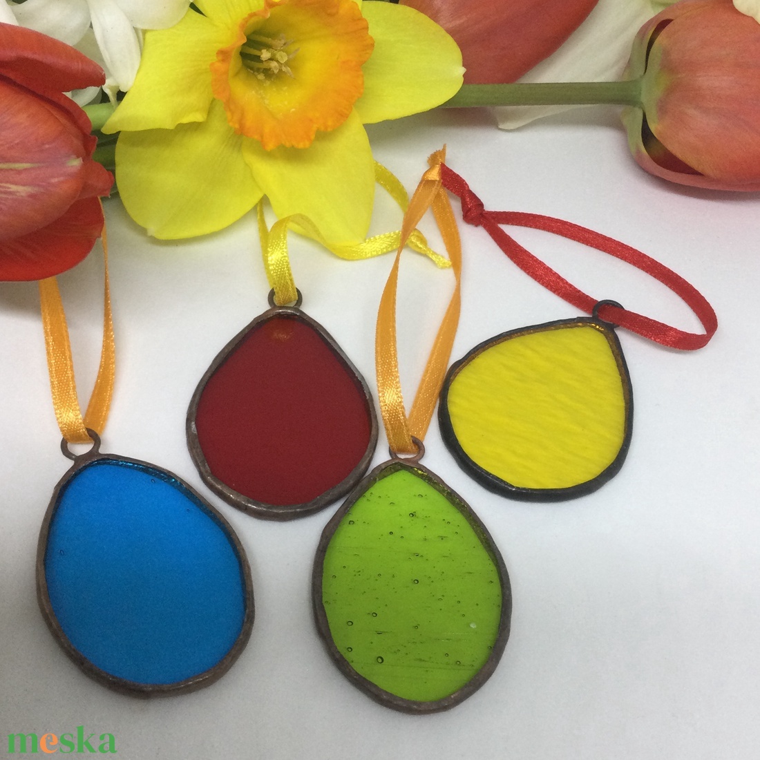 Színes üveg tojások, húsvét - tiffany  - otthon & életmód - dekoráció - asztal és polc dekoráció - asztaldísz - Meska.hu