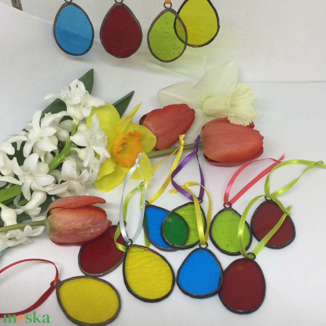 Színes üveg tojások, húsvét - tiffany  - otthon & életmód - dekoráció - asztal és polc dekoráció - asztaldísz - Meska.hu