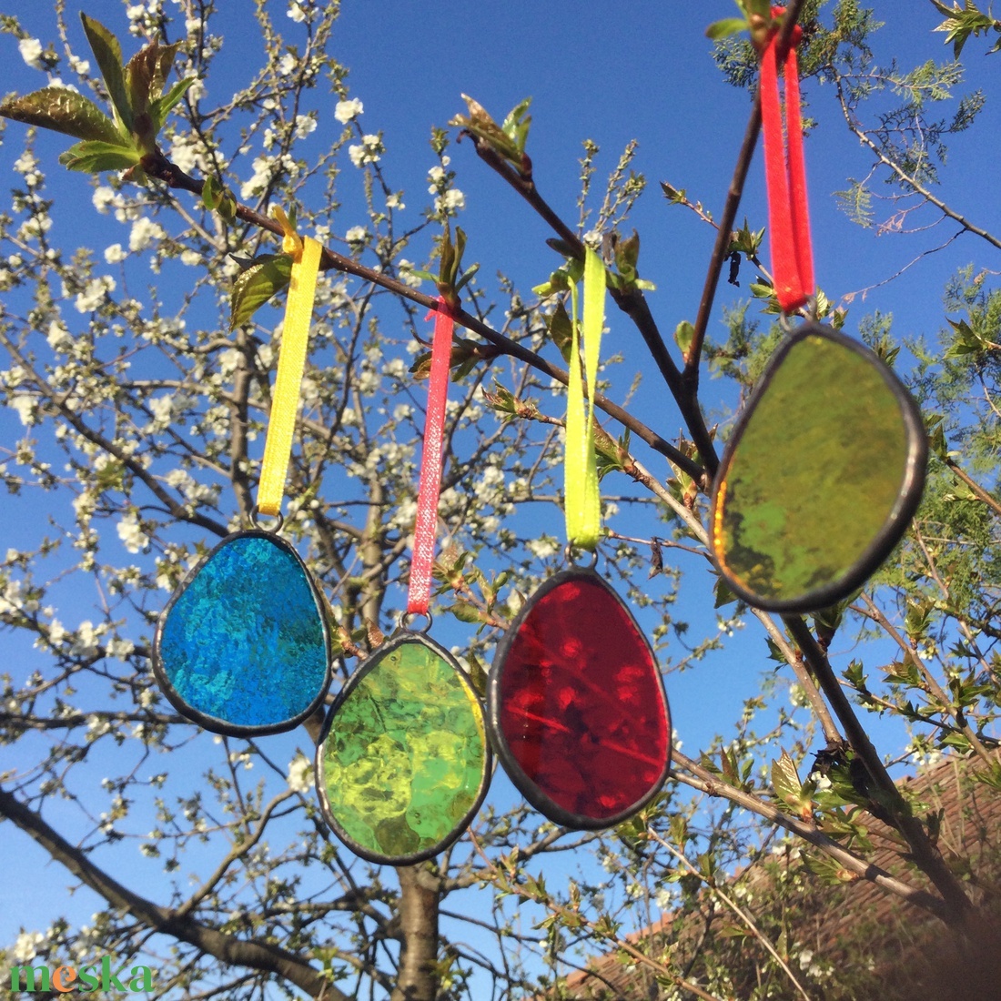 Színes üveg tojások, húsvét - tiffany  - otthon & életmód - dekoráció - asztal és polc dekoráció - asztaldísz - Meska.hu