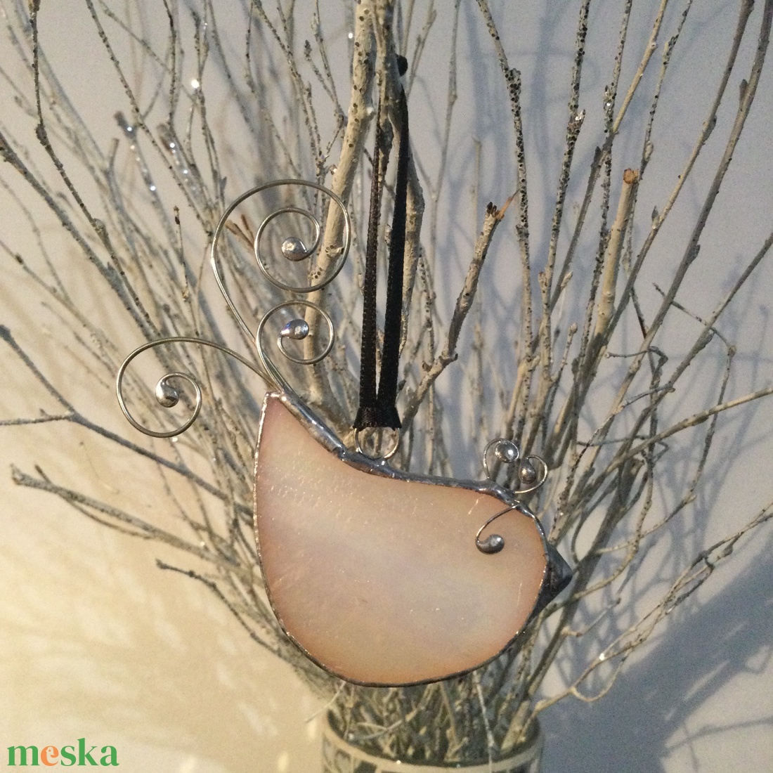 Üvegdísz - irizáló madárka  - karácsony - karácsonyi lakásdekoráció - karácsonyfadíszek - Meska.hu