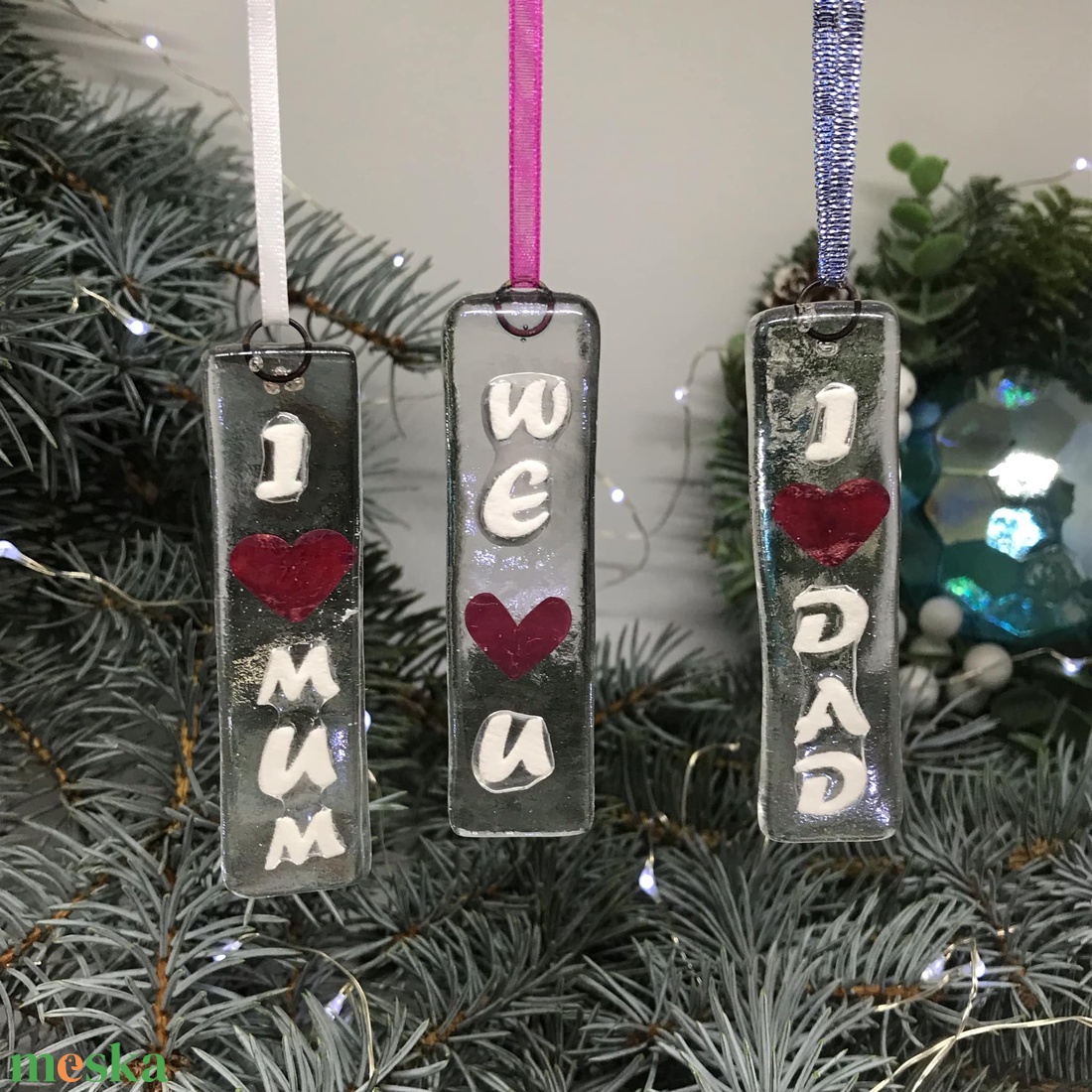 Üvegdíszek karácsonyra - áttetsző  - karácsony - karácsonyi lakásdekoráció - karácsonyfadíszek - Meska.hu