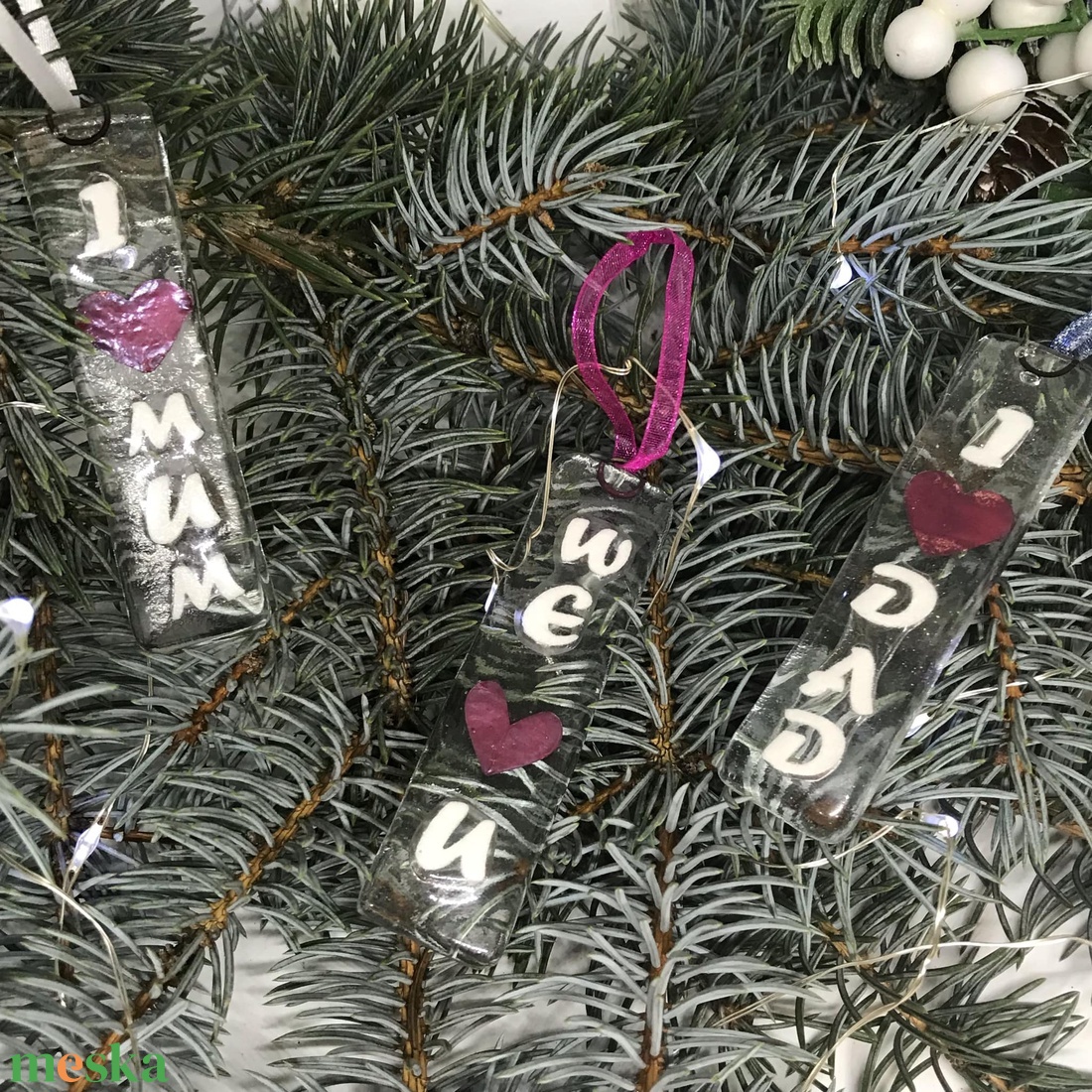Üvegdíszek karácsonyra - áttetsző  - karácsony - karácsonyi lakásdekoráció - karácsonyfadíszek - Meska.hu
