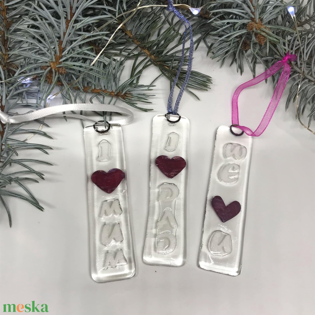 Üvegdíszek karácsonyra - áttetsző  - karácsony - karácsonyi lakásdekoráció - karácsonyfadíszek - Meska.hu