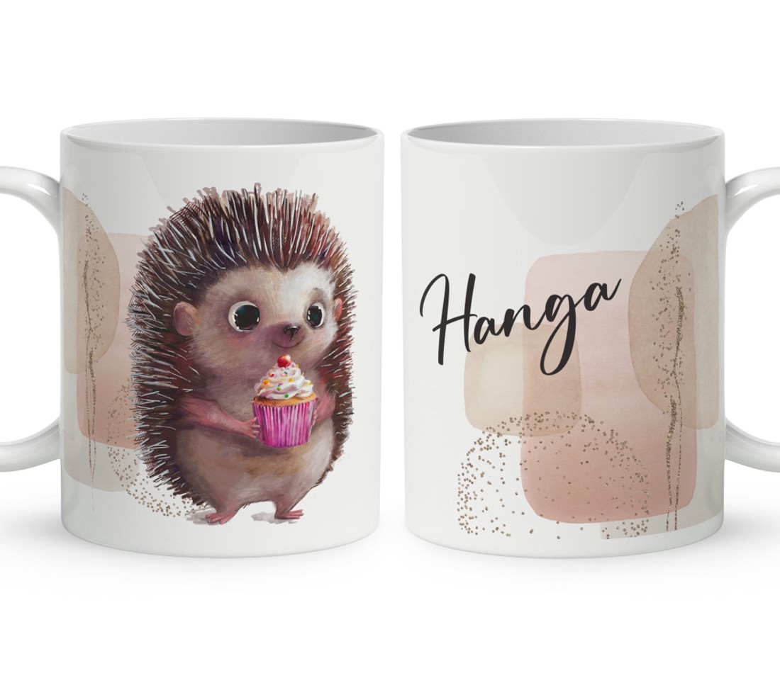 Kérd a neveddel - Sütis sünike mintás bögre - otthon & életmód - konyhafelszerelés, tálalás - tálalás - bögre & csésze - Meska.hu