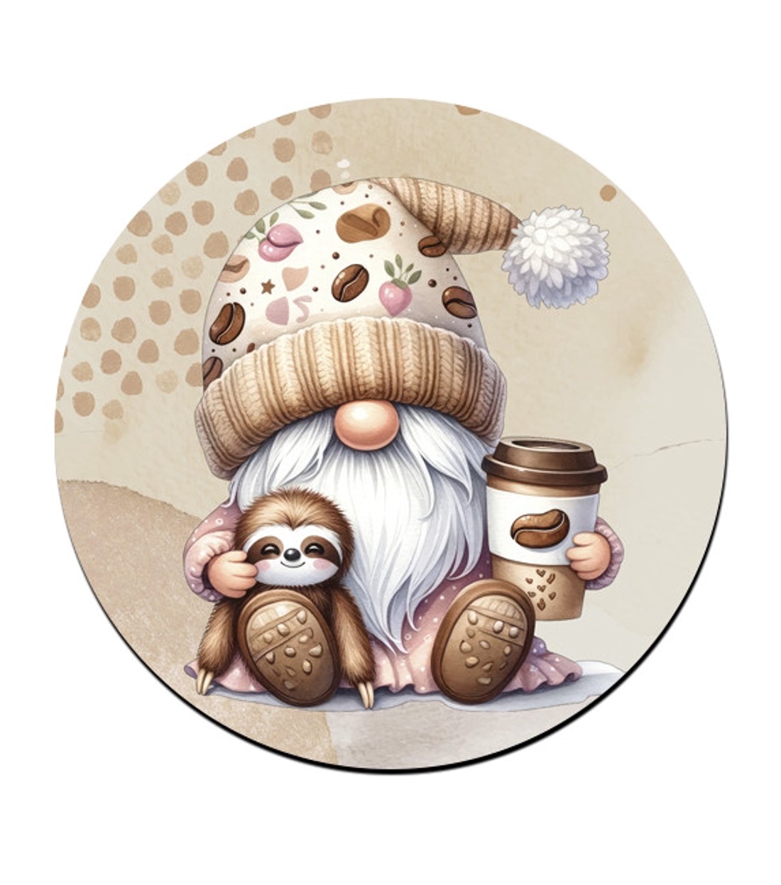 Kávés manó cuki lajhárral mintás bögre alátét -  - Meska.hu