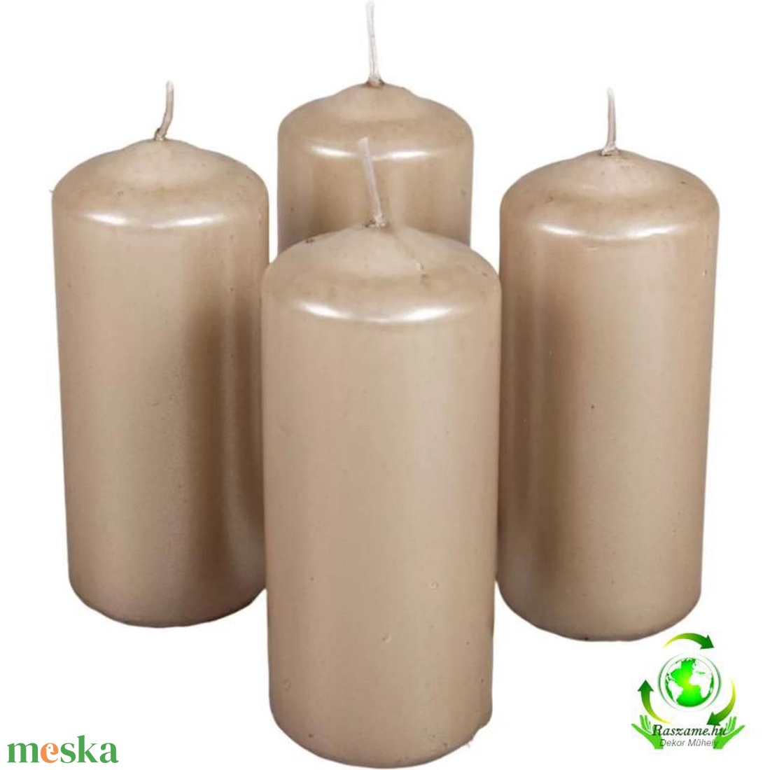 Metál henger gyertya szett 50x120mm - homok - kellékek & szerszámok - dekorációs kellékek - dekorációs gyertya - Meska.hu