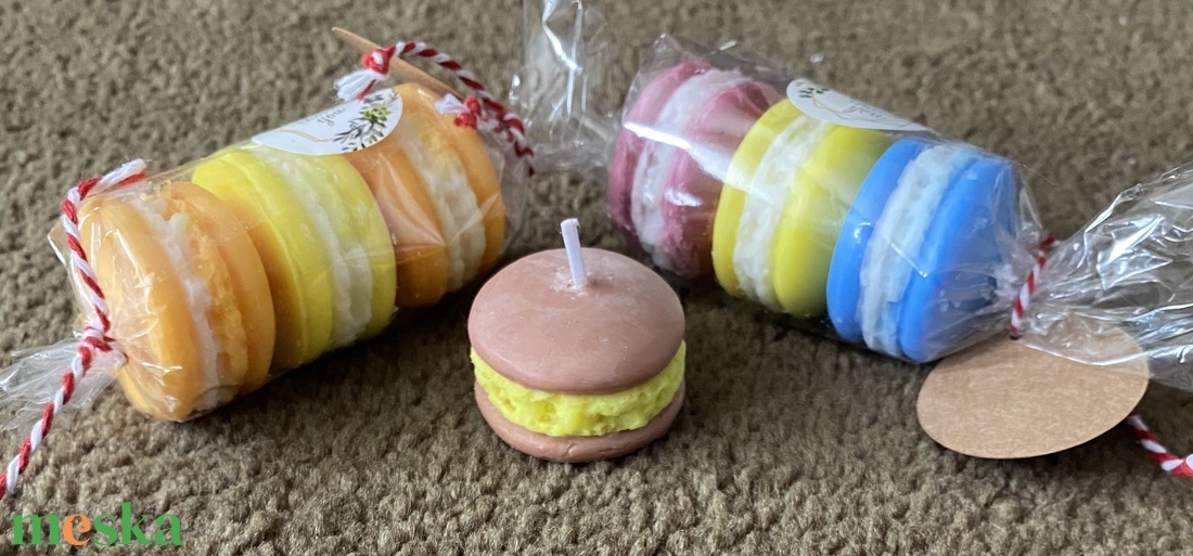 Illatos macaron gyertya - esküvő - dekoráció - esküvői gyertya - Meska.hu