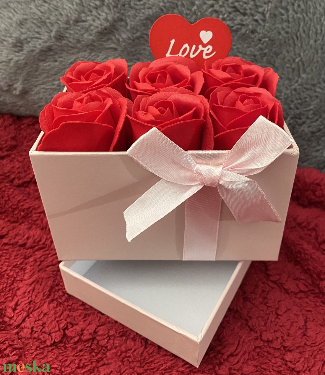 Illatos szappanrózsa box - otthon & életmód - dekoráció - virágdísz és tartó - virágbox, virágdoboz - Meska.hu