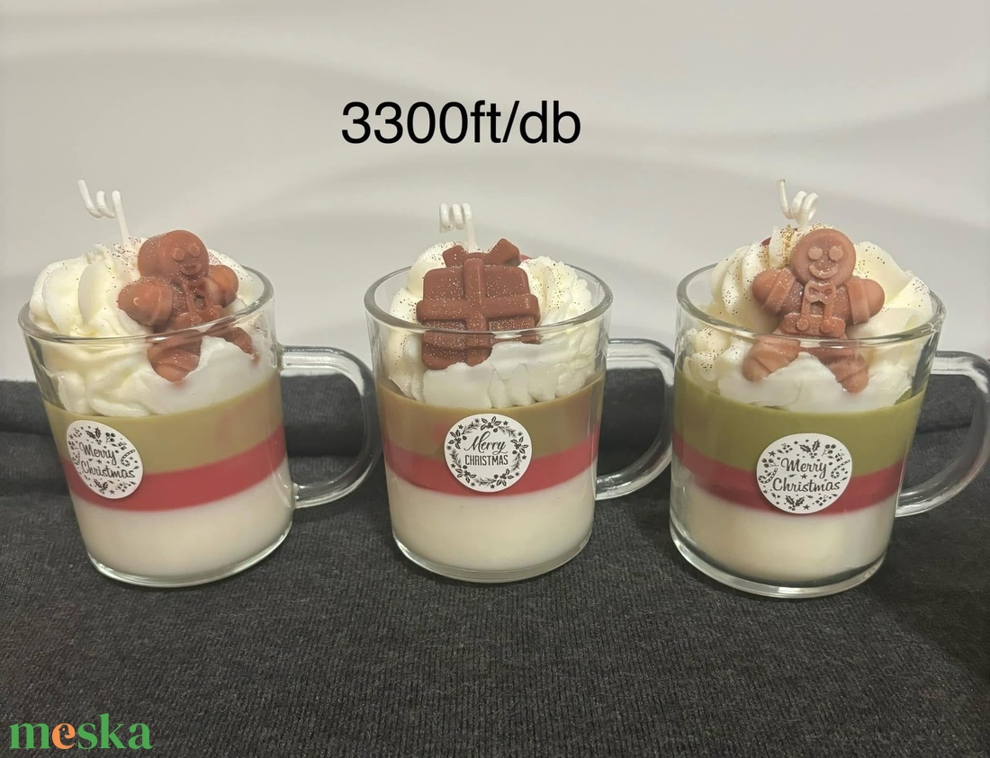 Illatos karácsonyi egyedi bögre gyertya - kellékek & szerszámok - dekorációs kellékek - dekorációs gyertya - Meska.hu