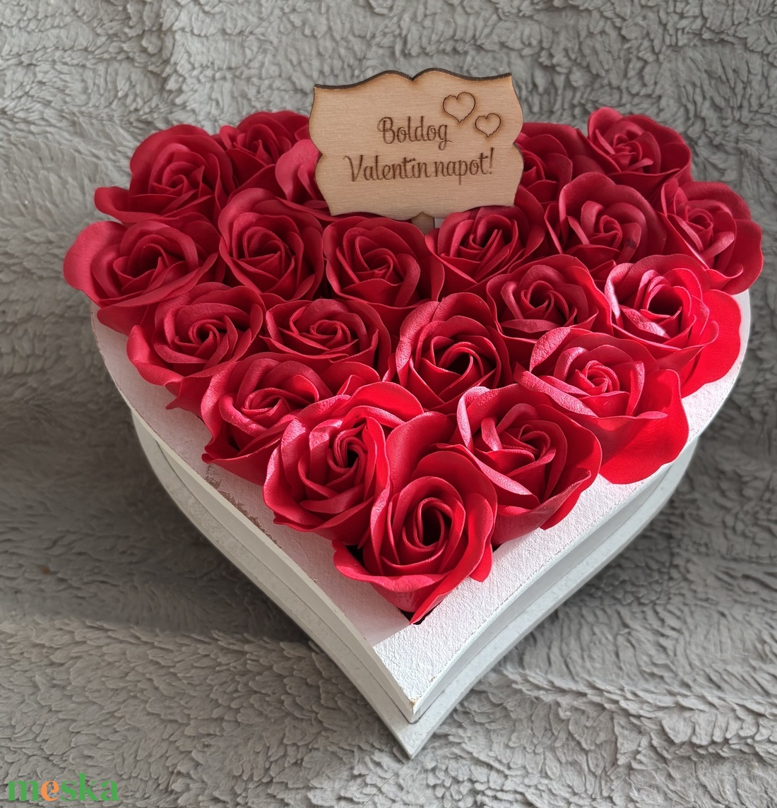 Valentin napi szappanrózsa box - otthon & életmód - virágdekoráció - virágok - virágbox - Meska.hu