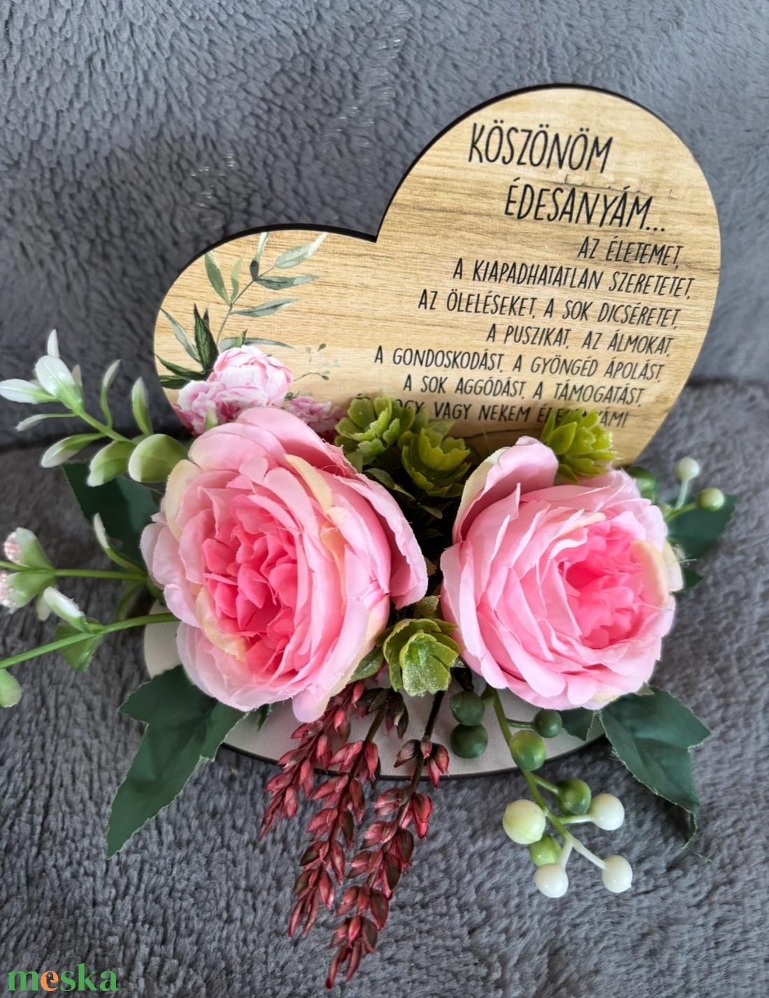 Édesanyámnak fa szív virággal díszítve -  - Meska.hu