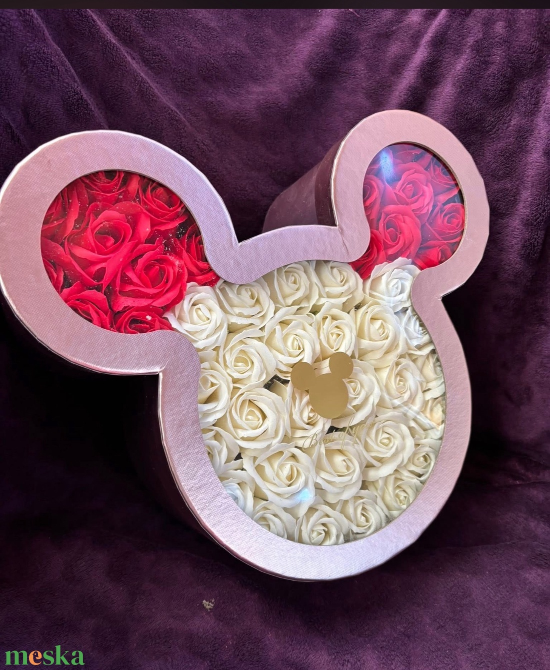 Mickey  rózsa box ballagásra,névnapra stb - otthon & életmód - virágdekoráció - virágok - virágbox - Meska.hu