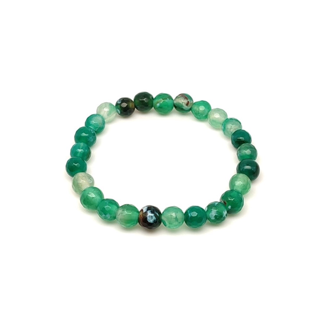 Fazettált zöld-fehér foltos achát golyós gyerek ásvány karkötő 6mm - ékszer - karkötő - ásványkarkötő - Meska.hu