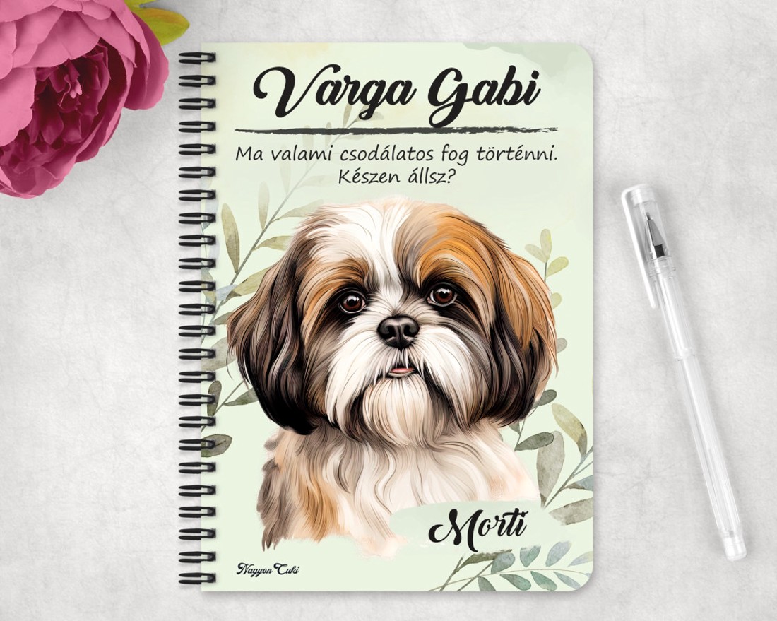 Személyre szabható - Barna Shih tzu portré mintás A6-os füzet - otthon & életmód - papír, írószer - jegyzetfüzet & napló - Meska.hu