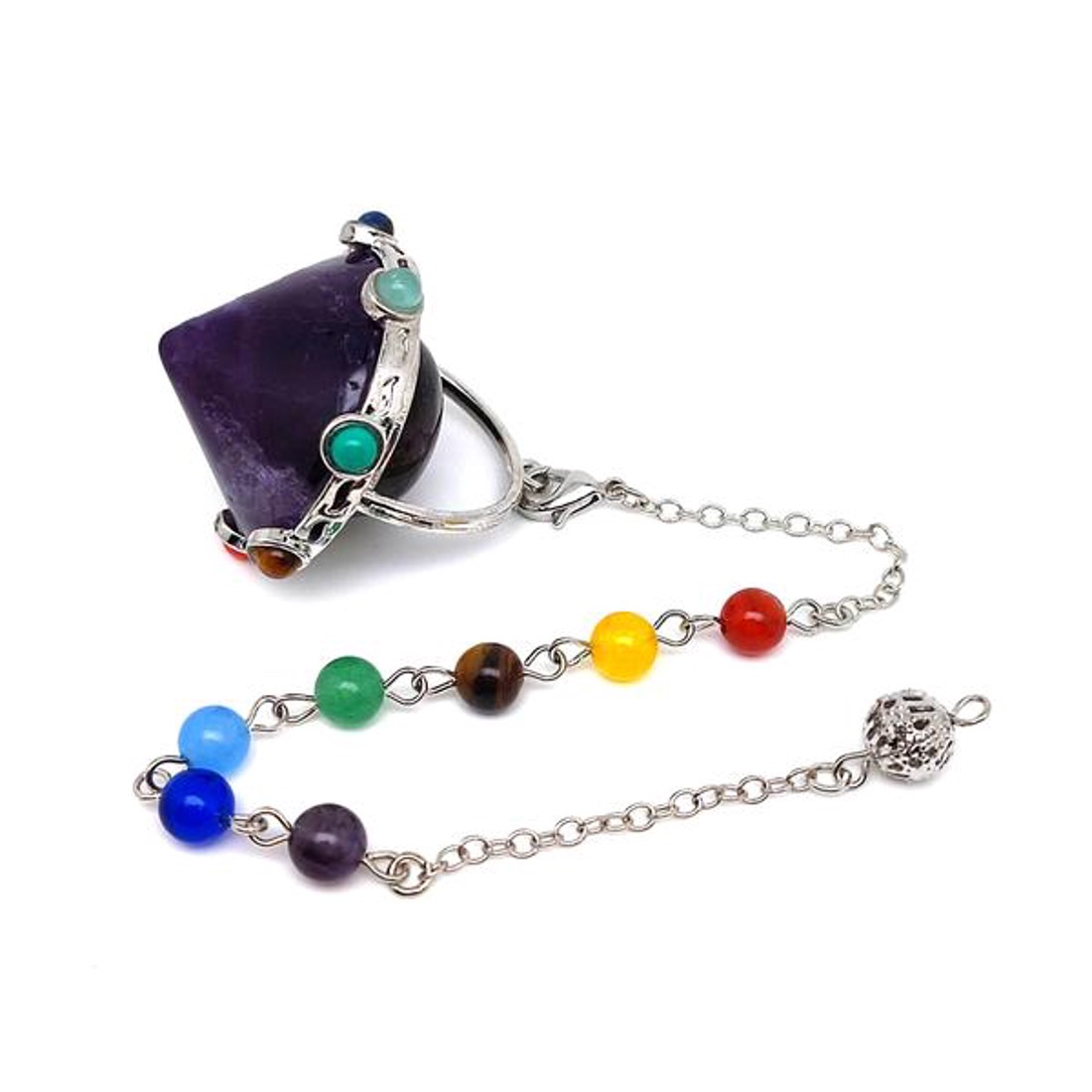 Inga kúp ametiszt csakra láncon 3,5x4,5cm - otthon & életmód - dekoráció - spiritualitás - inga - Meska.hu