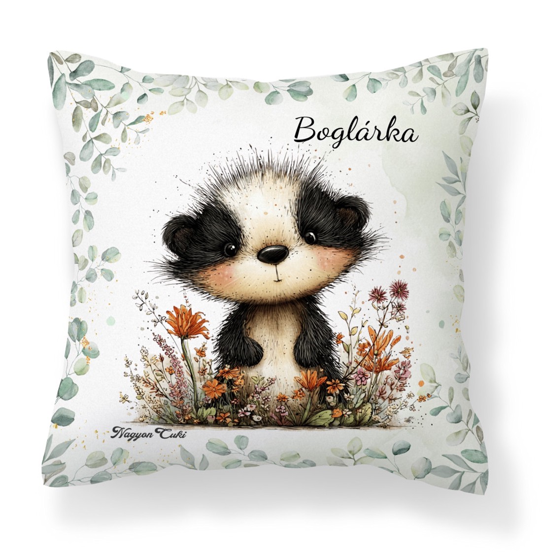 Névvel kérhető - Az éjszakák vándora, édes kis borz mintás párna - otthon & életmód - lakástextil - párna & párnahuzat - díszpárna (belsővel együtt) - Meska.hu