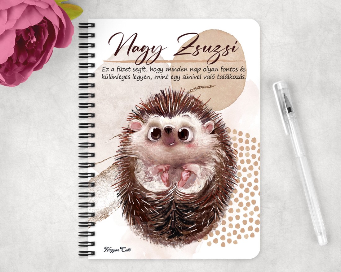 Személyre szabható - Cuki süni mintás A6-os füzet - otthon & életmód - papír, írószer - jegyzetfüzet & napló - Meska.hu
