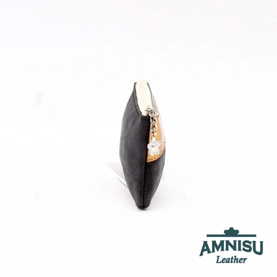 Fényes fekete - óarany ívelt egy cipzáras kulcstartó C8006 - táska & tok - kulcstartó & táskadísz - kulcstartó - Meska.hu