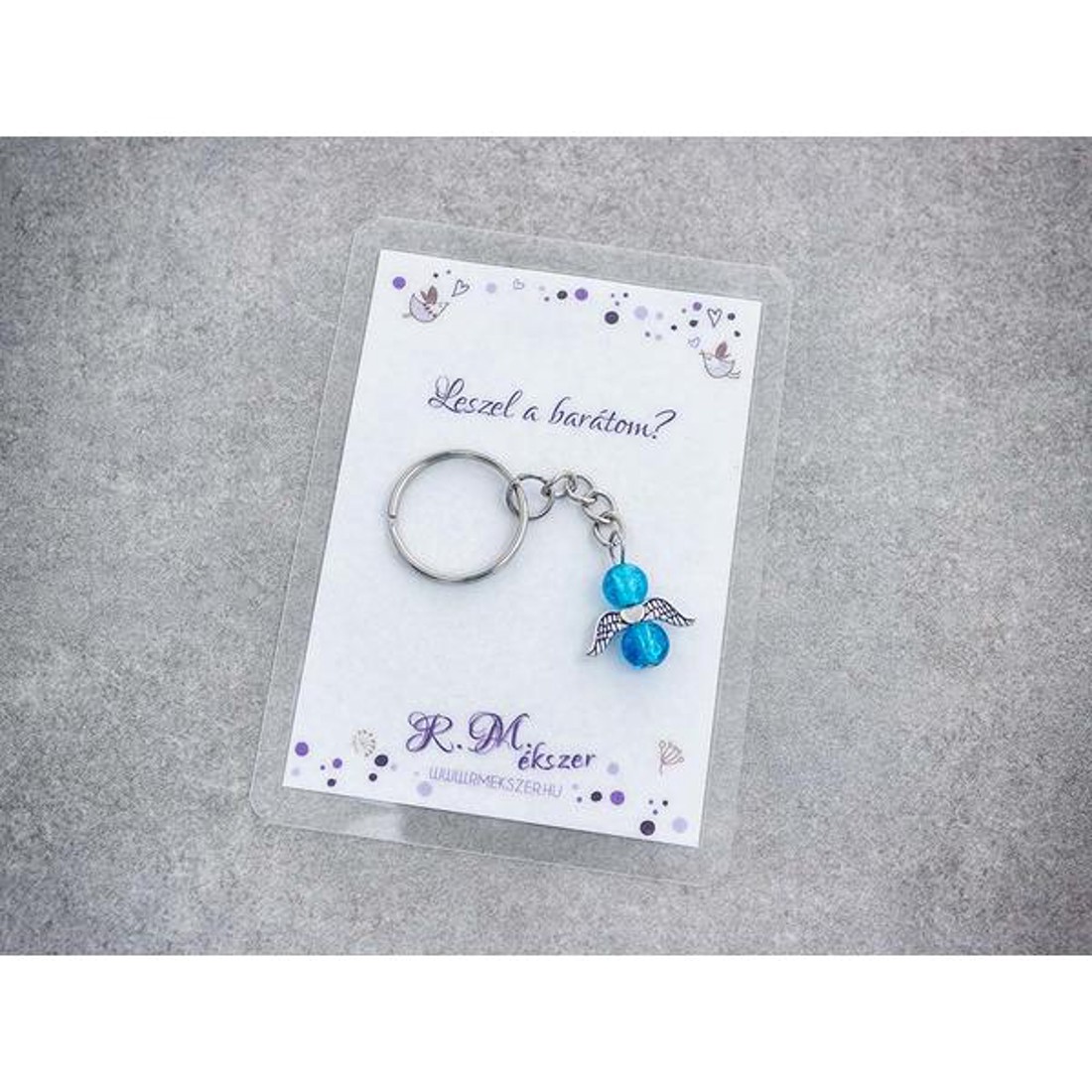 Leszel a barátom kék angyal medálos kulcstartó - táska & tok - kulcstartó & táskadísz - kulcstartó - Meska.hu