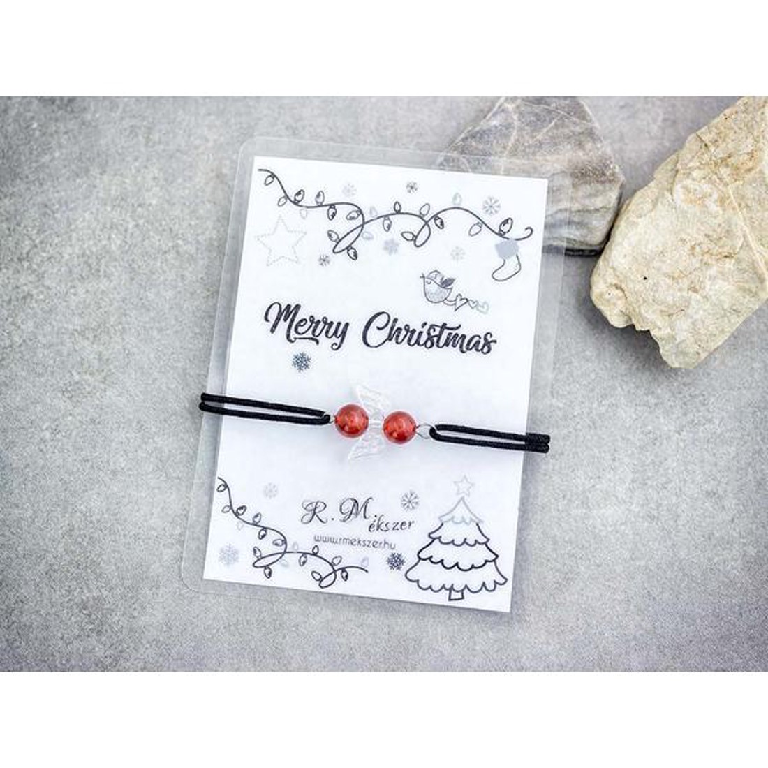 Merry Christmas karneol angyal karkötő -  - Meska.hu