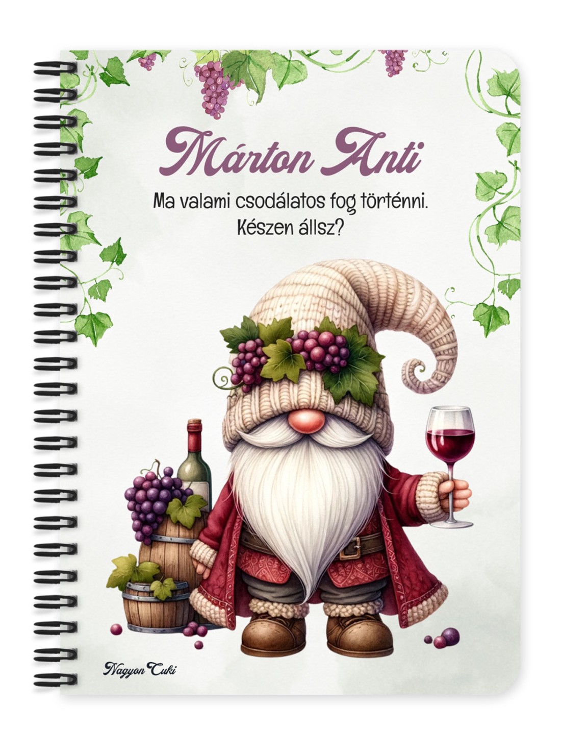 Személyre szabható - A legjobb borász manó mintás A6-os füzet - otthon & életmód - papír, írószer - jegyzetfüzet & napló - Meska.hu