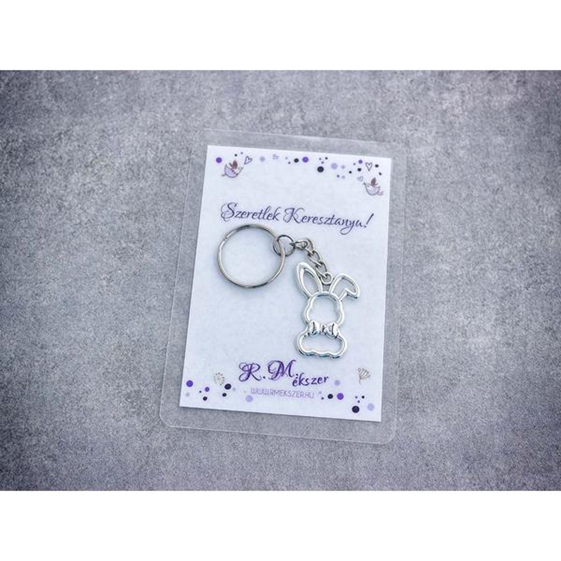 Szeretlek Keresztanya stílusos nyuszi medálos kulcstartó - táska & tok - kulcstartó & táskadísz - kulcstartó - Meska.hu