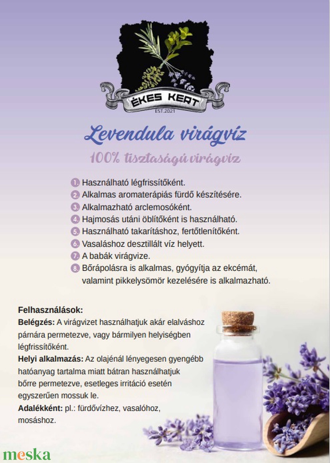 200 ml, Levendula virágvíz (hidrolátum) - szépségápolás - testápolás - speciális bőrápolás - Meska.hu