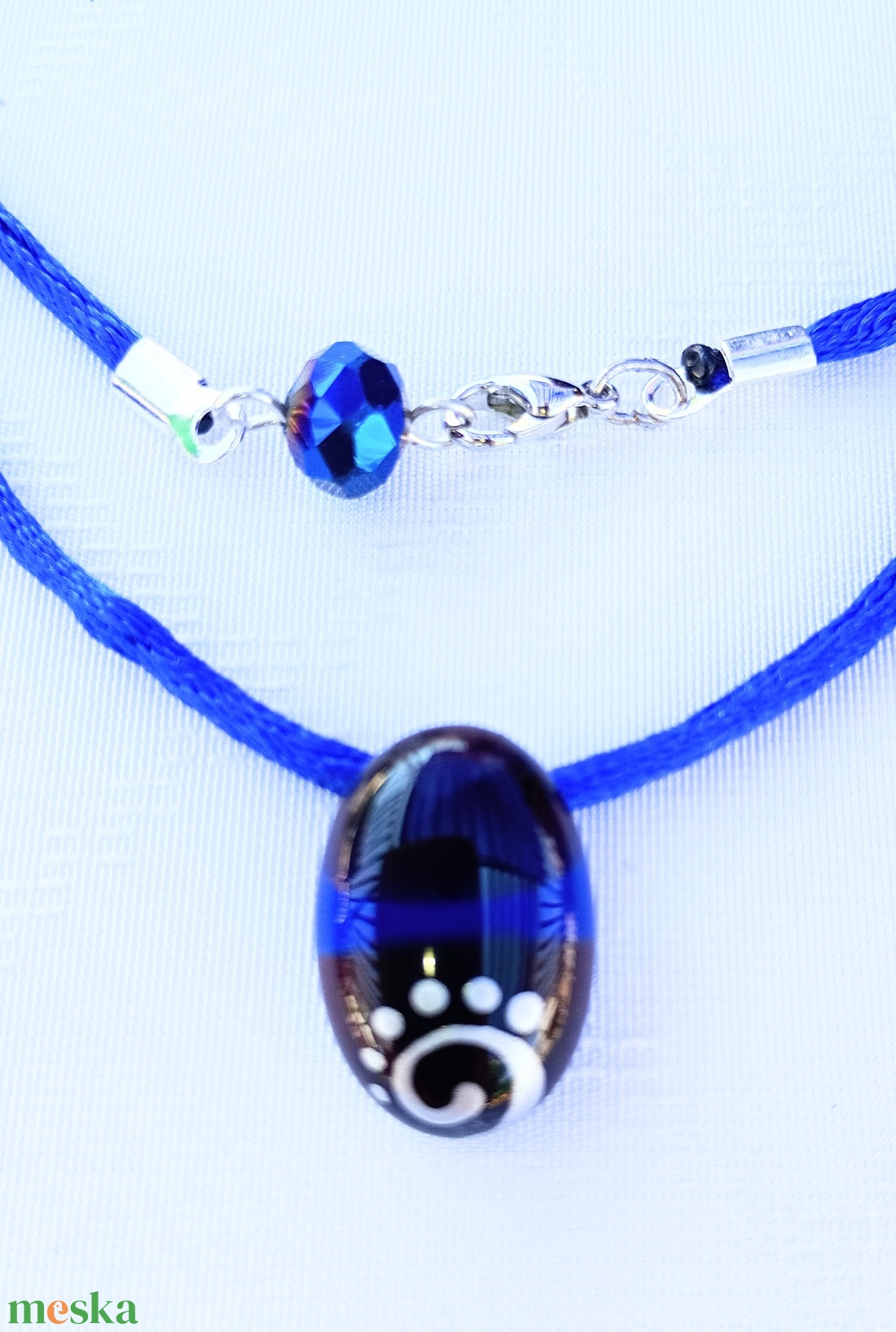 Kék üvegnyaklánc - ékszer - nyaklánc - medálos nyaklánc - Meska.hu
