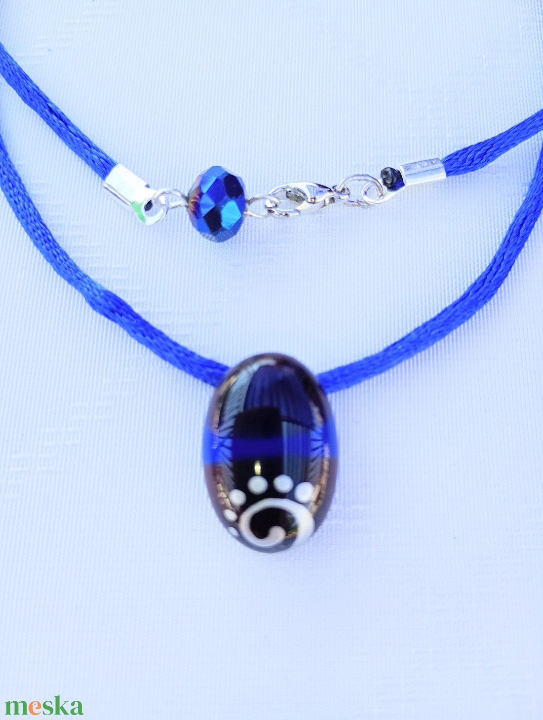 Kék üvegnyaklánc - ékszer - nyaklánc - medálos nyaklánc - Meska.hu