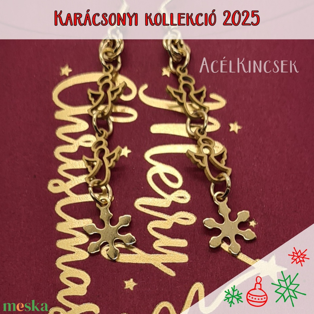 Hóangyal lógós acél fülbevaló arany színben - ékszer - fülbevaló - lógó fülbevaló - Meska.hu