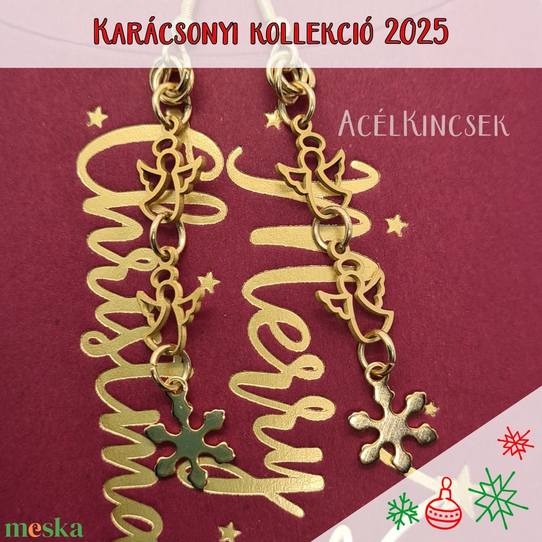 Hóangyal lógós acél fülbevaló arany színben - ékszer - fülbevaló - lógó fülbevaló - Meska.hu