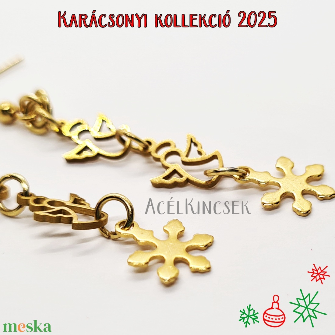 Hóangyal lógós acél fülbevaló arany színben - ékszer - fülbevaló - lógó fülbevaló - Meska.hu