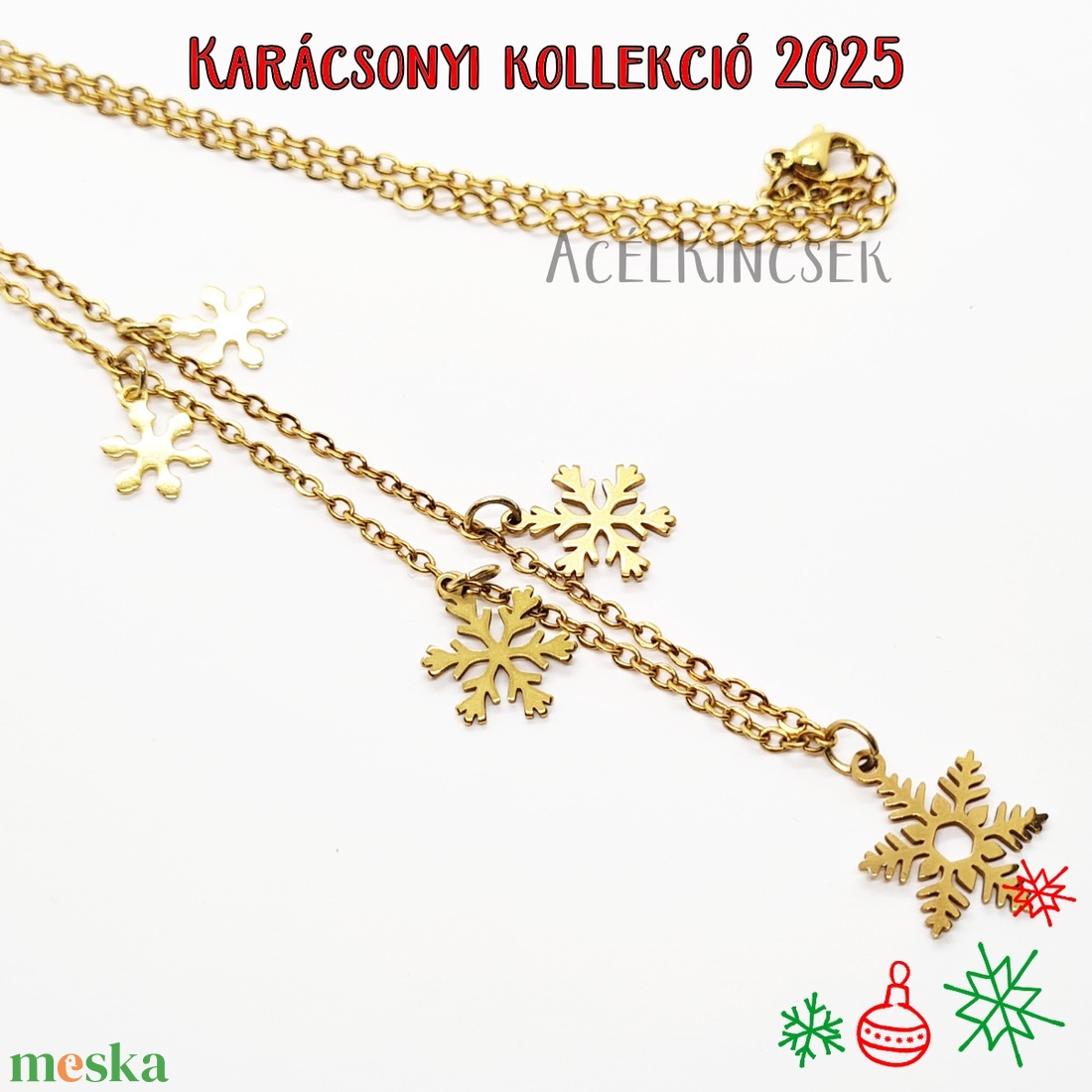 Hópelyhek tánca � aranyozott nyaklánc - ékszer - nyaklánc - medálos nyaklánc - Meska.hu