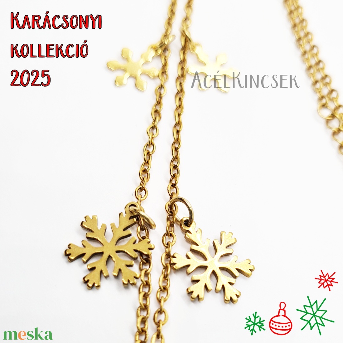 Hópelyhek tánca � aranyozott nyaklánc - ékszer - nyaklánc - medálos nyaklánc - Meska.hu