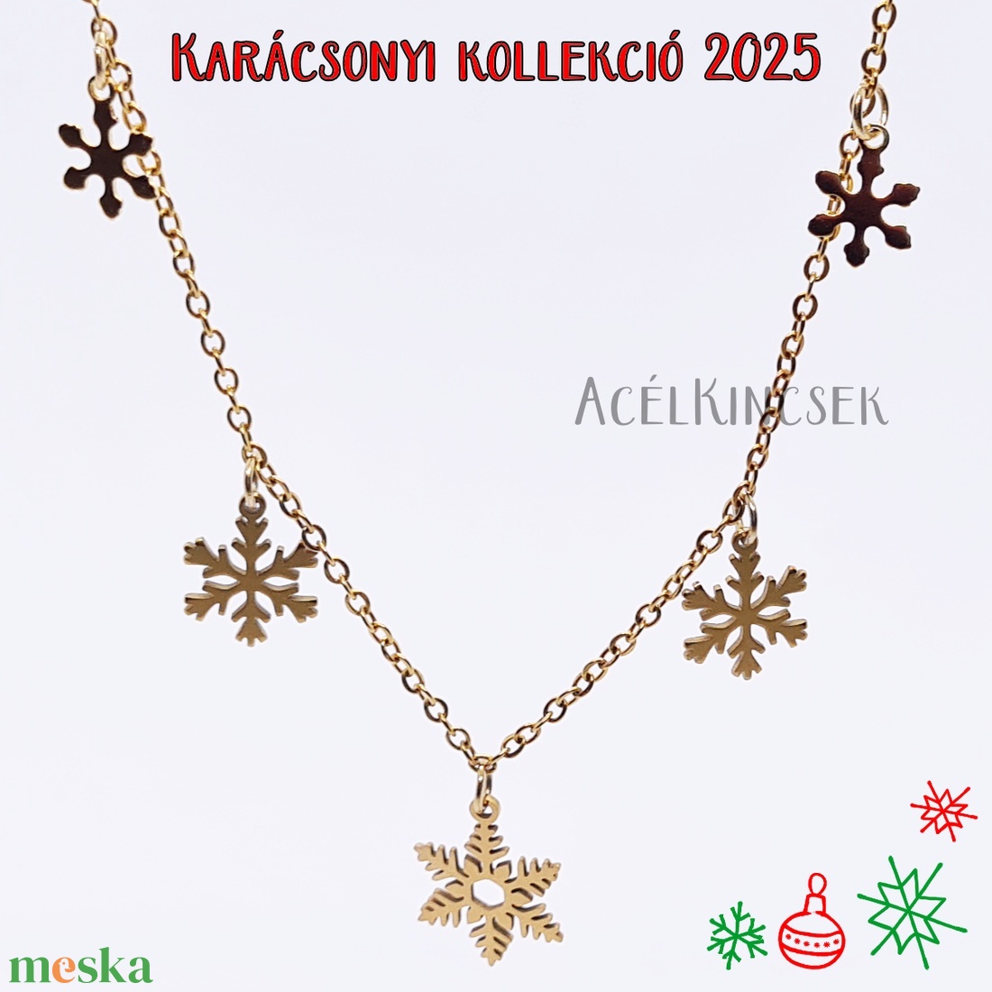 Hópelyhek tánca � aranyozott nyaklánc - ékszer - nyaklánc - medálos nyaklánc - Meska.hu