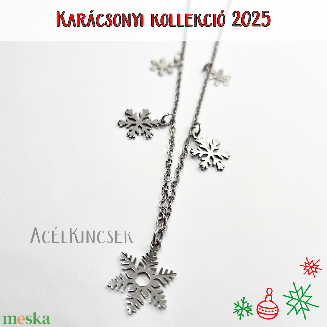 Hópelyhek tánca � ezüstszürke nyaklánc - ékszer - nyaklánc - medálos nyaklánc - Meska.hu