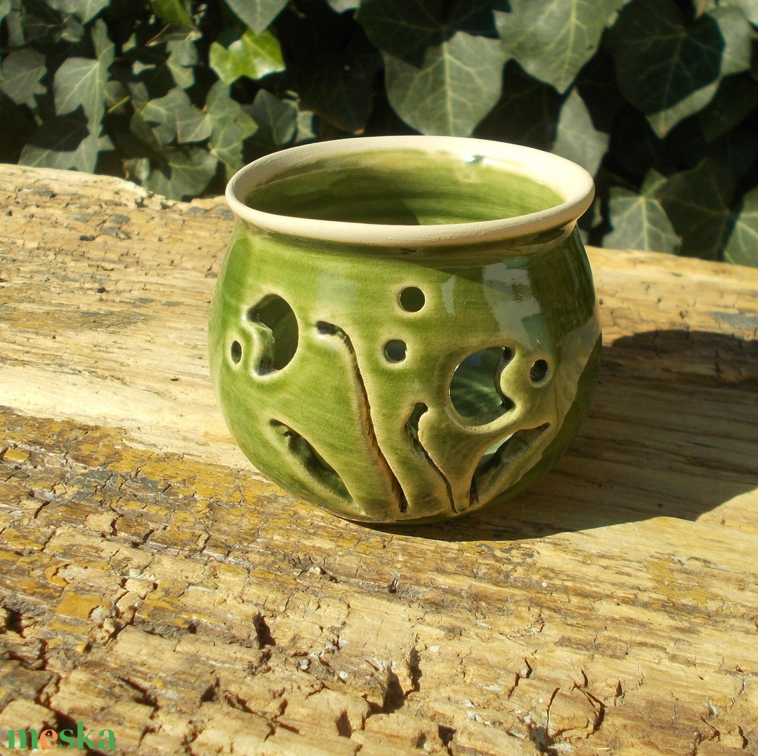 Zöld mécsestartó - otthon & életmód - gyertya, illat, aroma - mécses és mécsestartó - Meska.hu