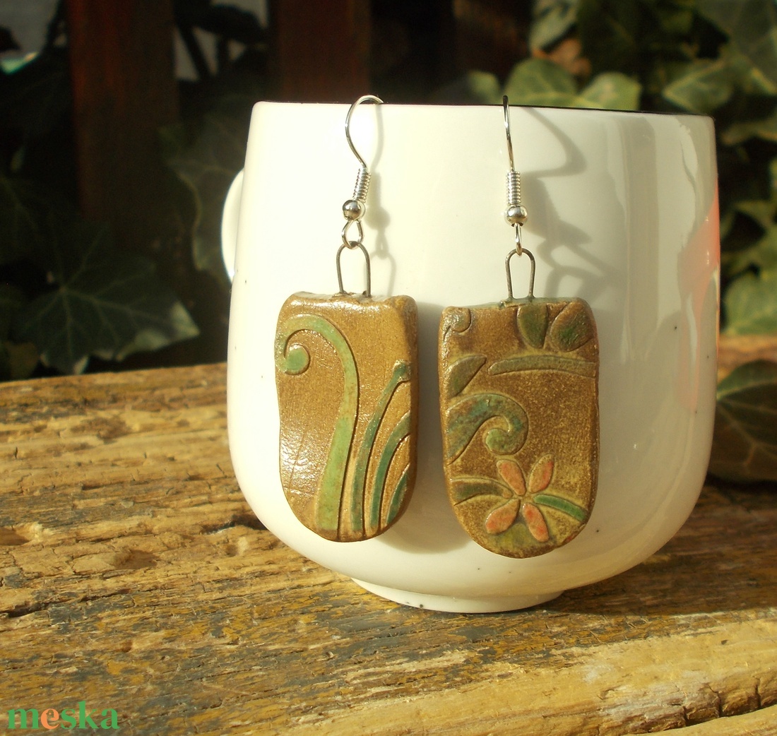 Antikolt fülbevaló - ékszer - fülbevaló - lógó fülbevaló - Meska.hu