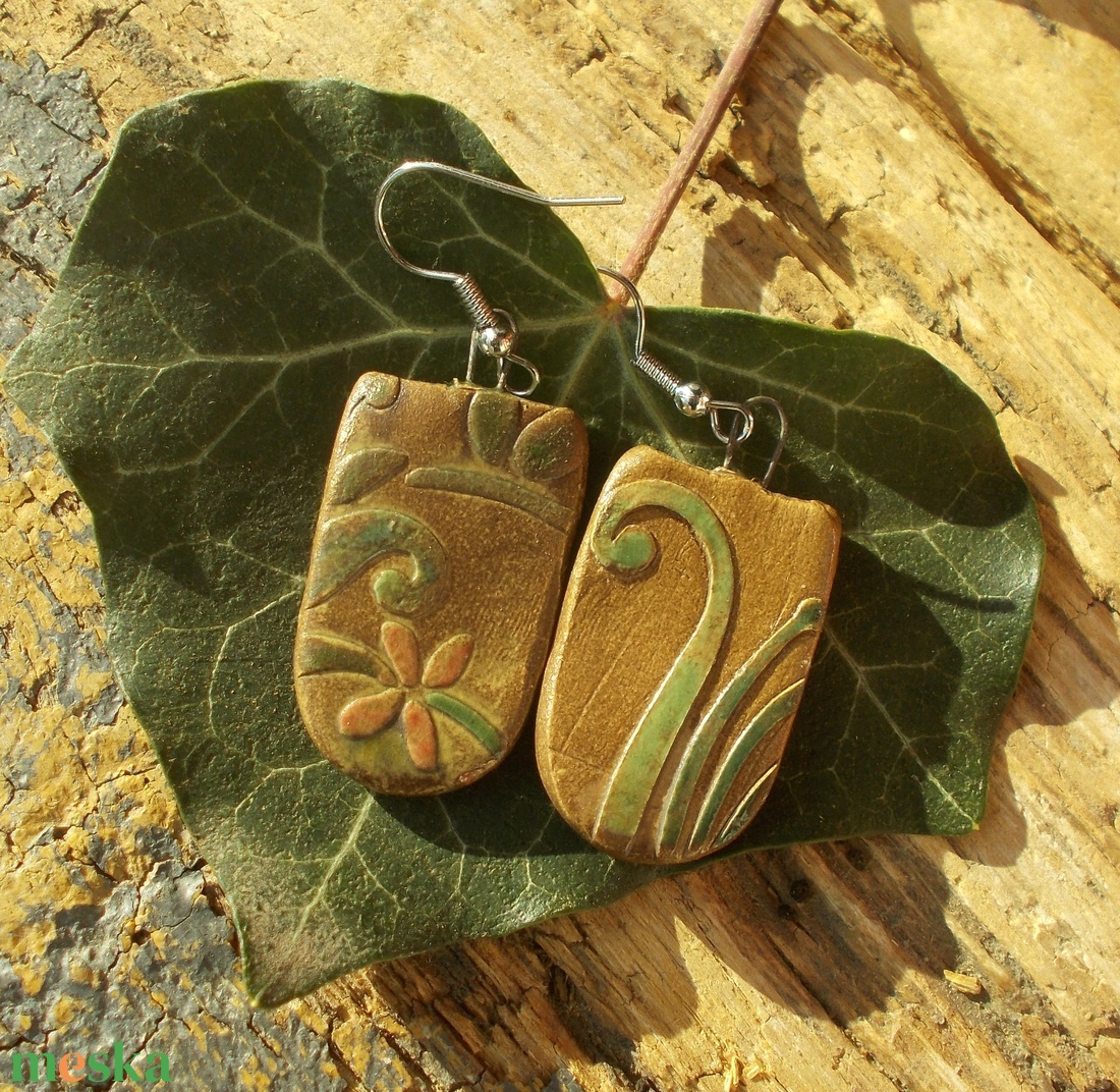 Antikolt fülbevaló - ékszer - fülbevaló - lógó fülbevaló - Meska.hu